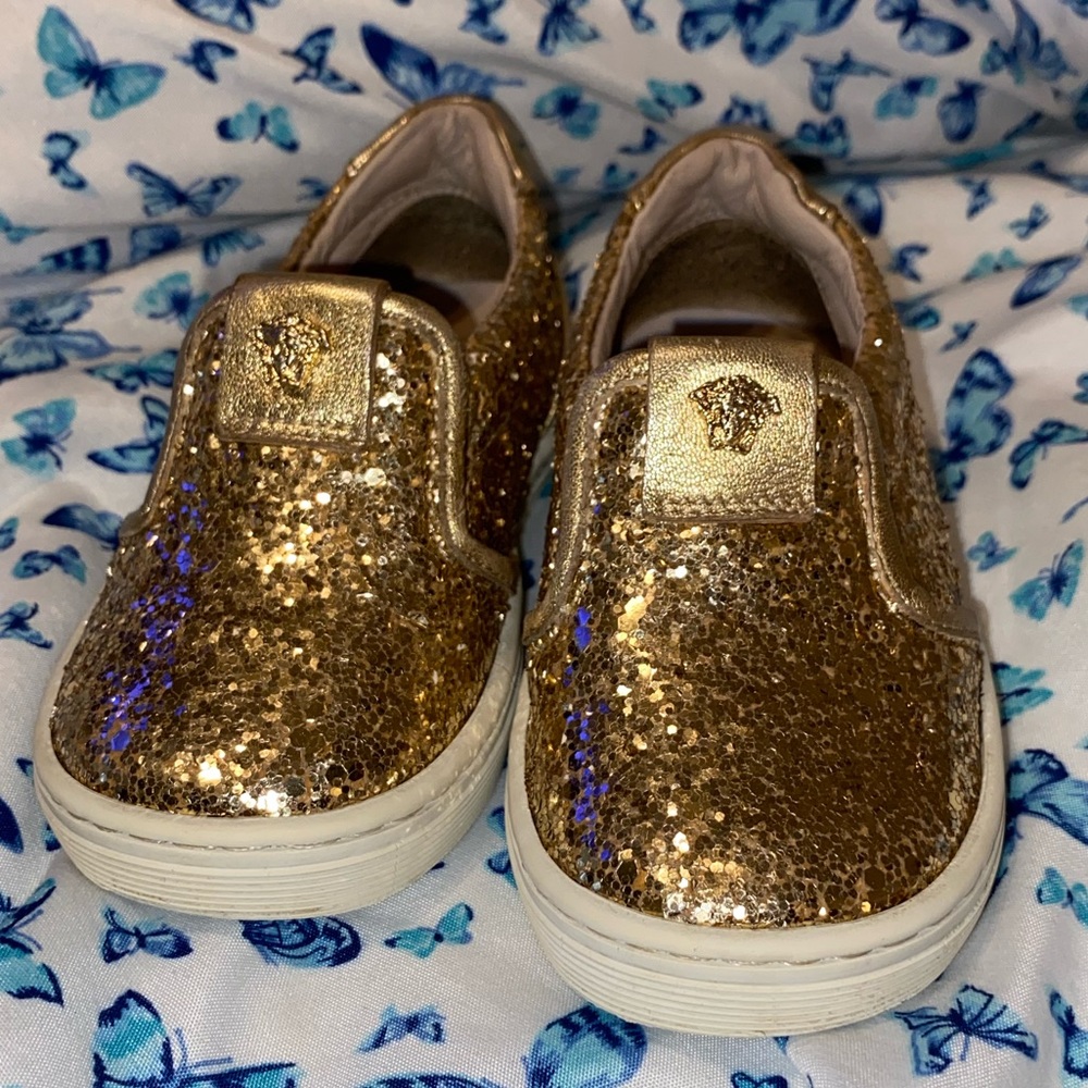 Young Versace baby girls slip on glitter shoe